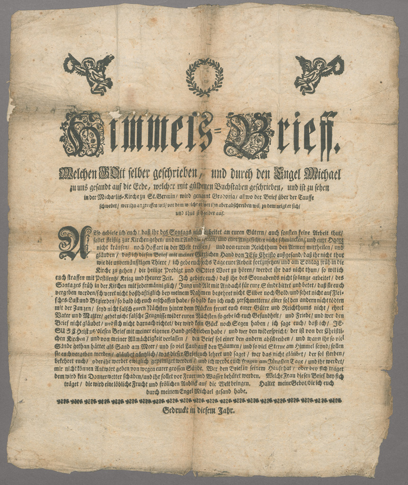 Lot 1251, Auction  127, Himmels-Brieff,, welchen Gott selber geschrieben