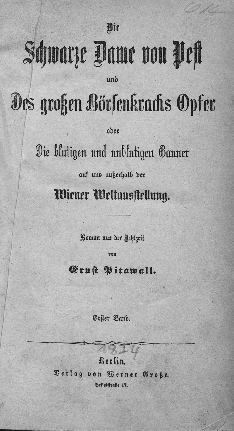 Lot 2096, Auction  127, Pitawall, Ernst, Die schwarze Dame von Pest