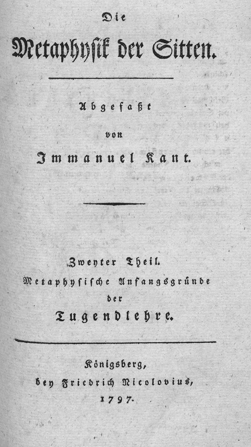 Lot 2180, Auction  127, Kant, Immanuel, Metaphysische Anfangsgründe der Rechtslehre [und:] Metaphysische Anfangsgründe der Tugendlehre