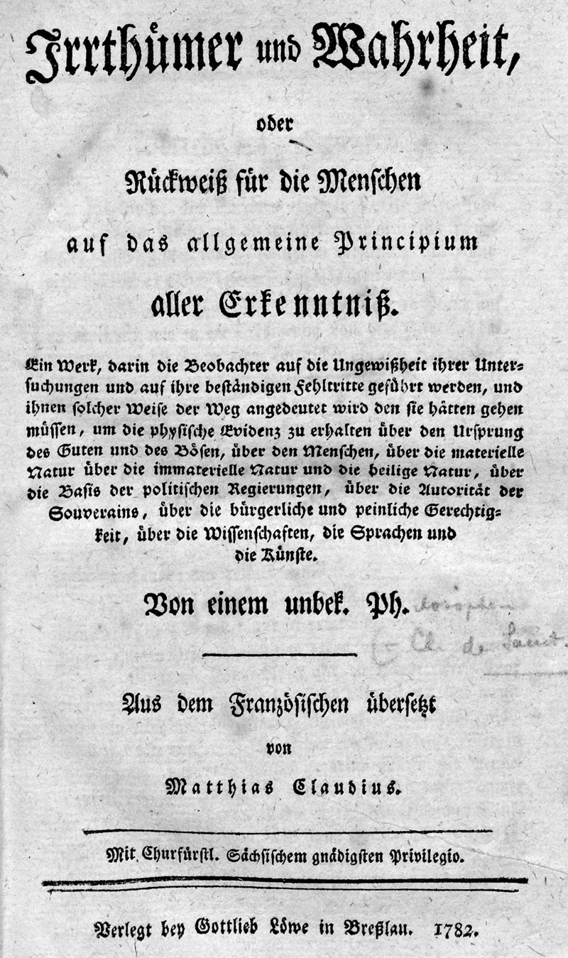 Lot 2189, Auction  127, Saint-Martin, Louis Claude de, Irrthümer und Wahrheit