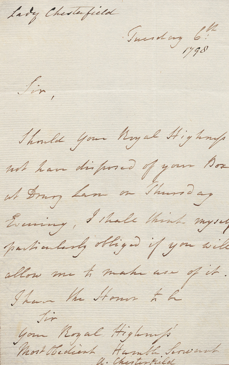 Lot 2508, Auction 127, Chesterfield, Philipp. D. Stanhope Earl of, Brief an Sir Thomas Robinson. Mit Beigabe Lady Stanhope. 1757