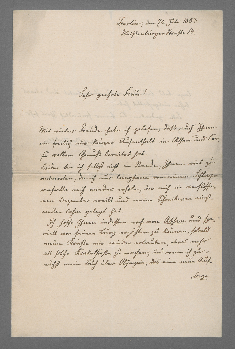 Lot 2556, Auction  127, Bötticher, Adolf, Brief an Rosa von Gerold.1883