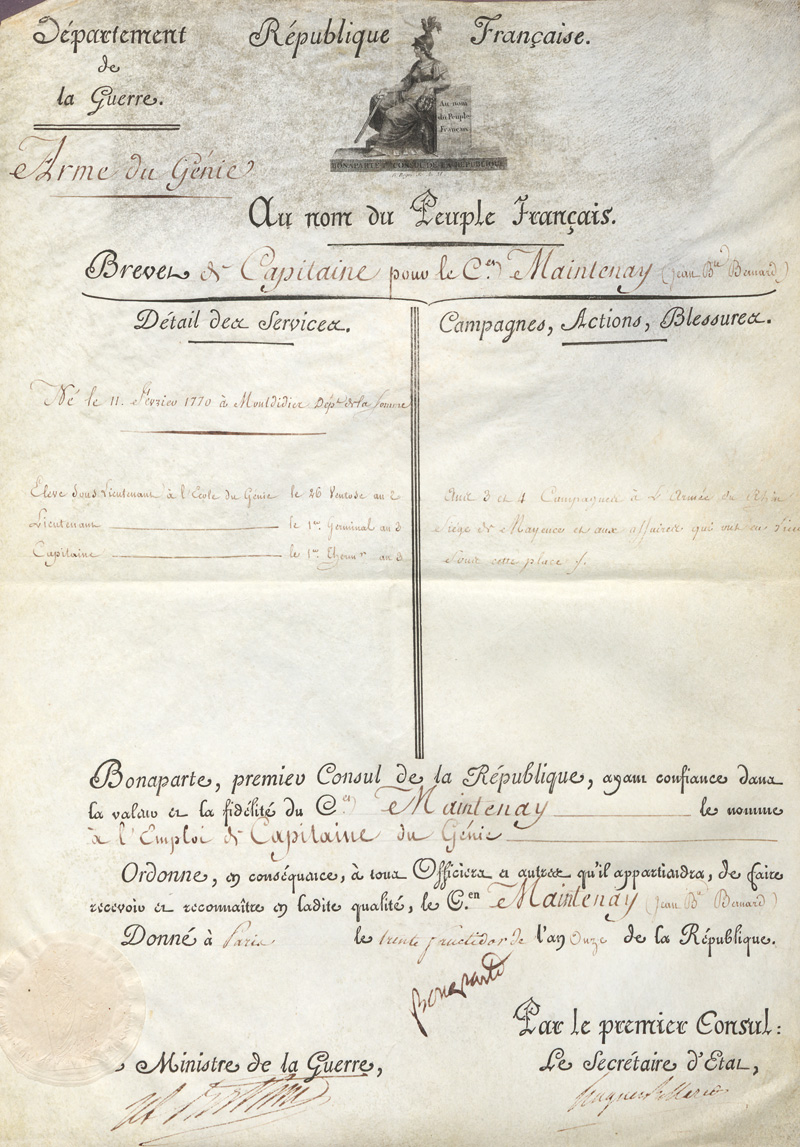 Lot 2601, Auction 127, Napoleon I. Bonaparte, Kaiser der Franzosen, Beförderungs-Urkunde Napoleons als 1. Konsul der Republik. 1803