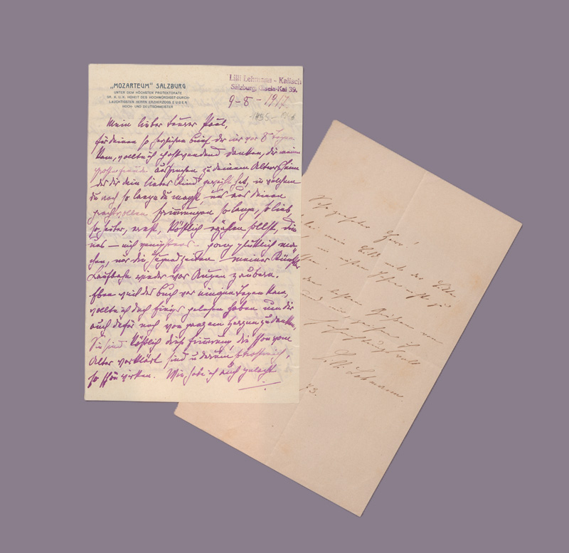Lot 2635, Auction 127, Lehmann, Lilli, Brief an ihren Ehemann Paul Kalisch. 1917