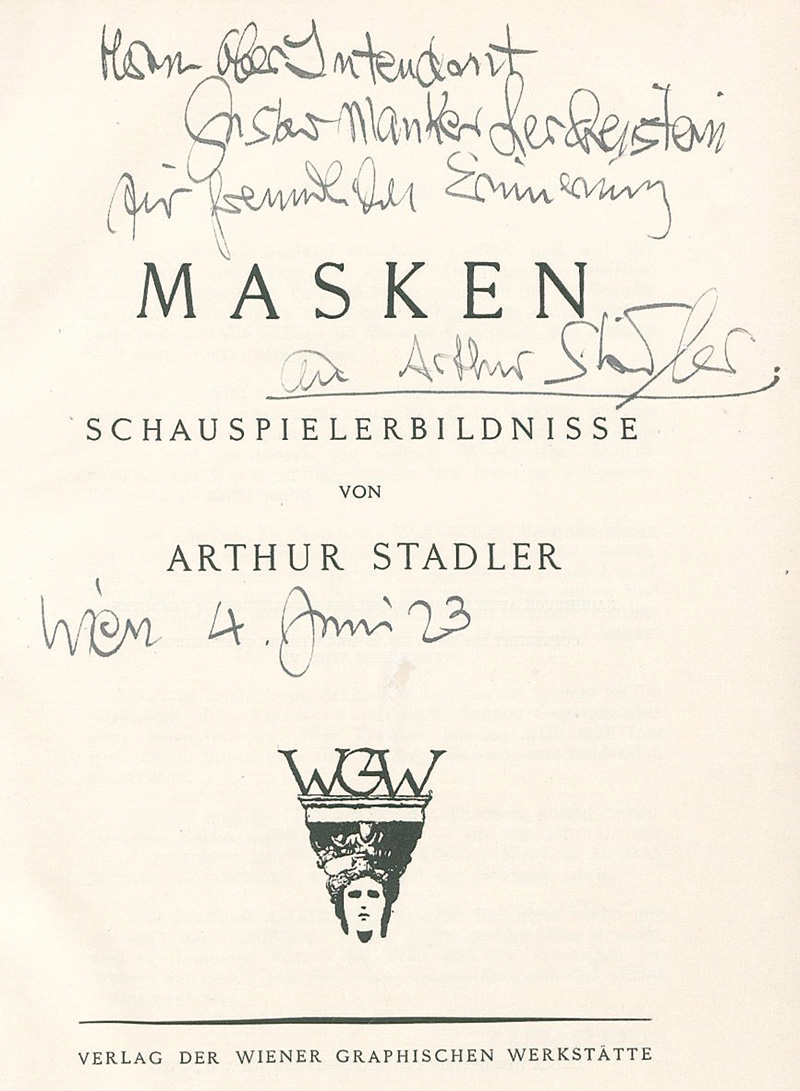 Lot 3319, Auction 127, Stadler, Arthur, Masken. Schauspielererlebnisse