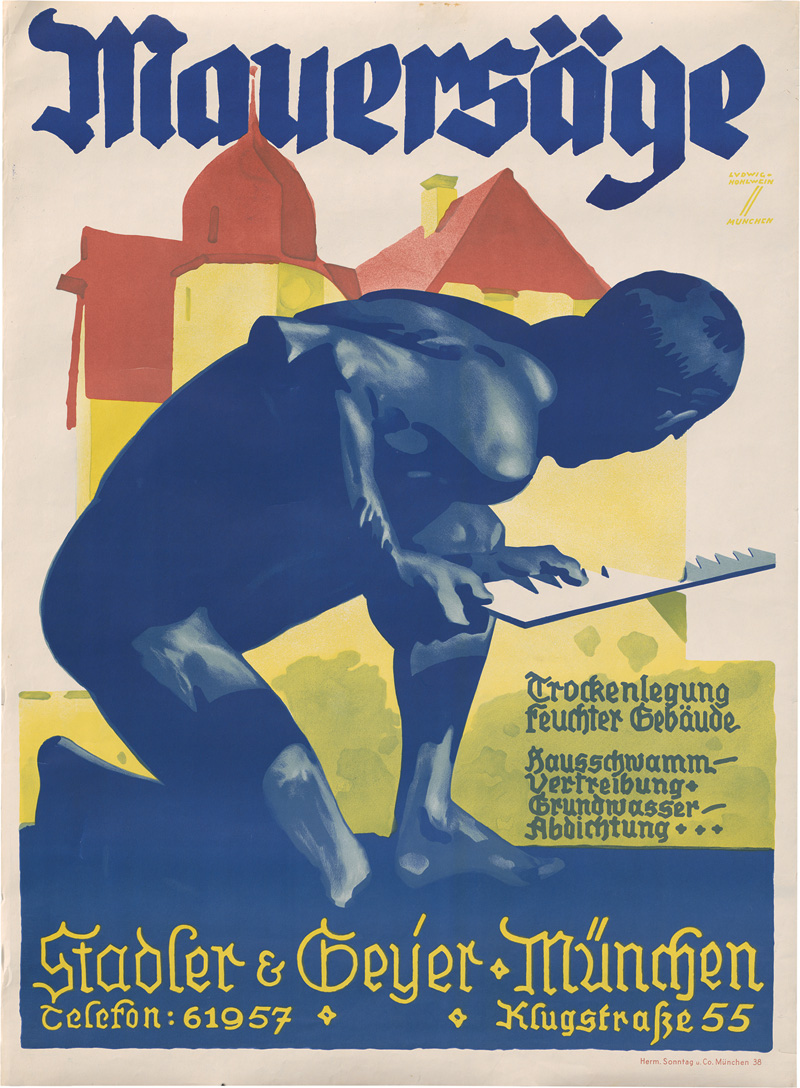 Lot 3388, Auction 127, Hohlwein, Ludwig, Mauersäge. Farblithographie